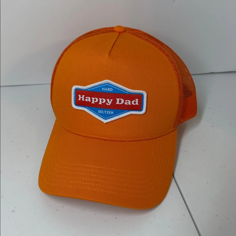 Happy Dad Classic Trucker Hat Orange Mesh Snapback Embroidered Logo OSFM, NWT - Picture 1 of 7